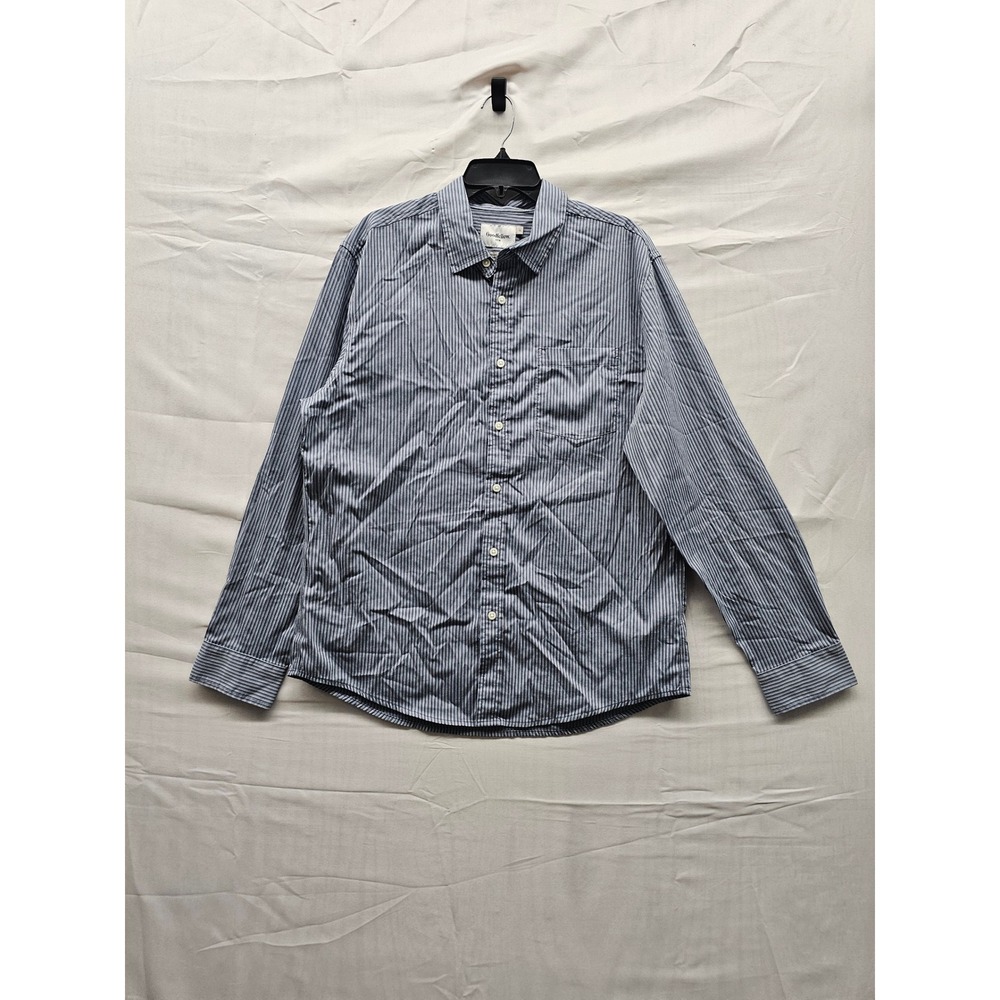 Goodfellow & Co Mens Striped Button Down Shirt‎ Blue Cotton Casual Size Large